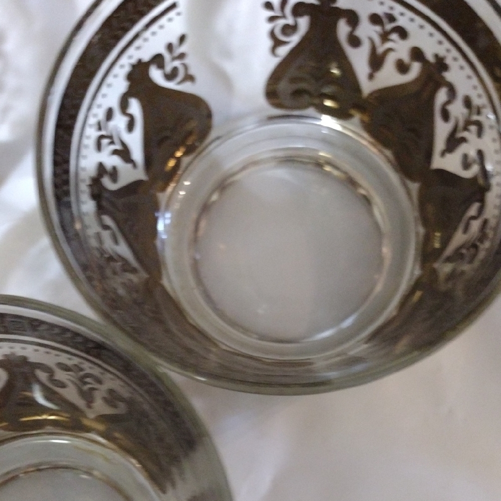 Set Of 3 MCM Fire King Gold Flecked and Clear Bar Glasses/Dessert Cups - Picture 4 of 6